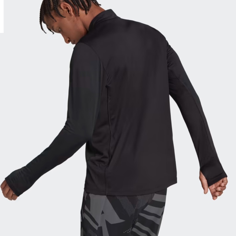 Adidas OWN THE RUN 1/2-ZIP AEROREADY Shirt in Black Men’s Large - Picture 2 of 3